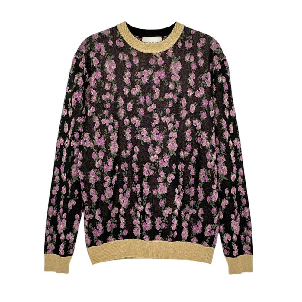 GUCCI Shiny Viscose Jacquard Floral Sweater S